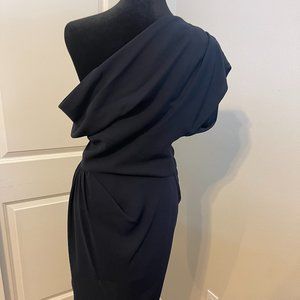 Navy Max Ariza One Shoulder Dress, Size XS
